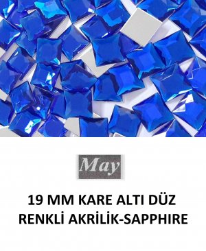 19 MM KARE ALTI DÜZ RENKLİ AKRİLİK-SAPPHIRE