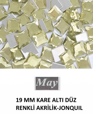 19 MM KARE ALTI DÜZ RENKLİ AKRİLİK-JONQUIL