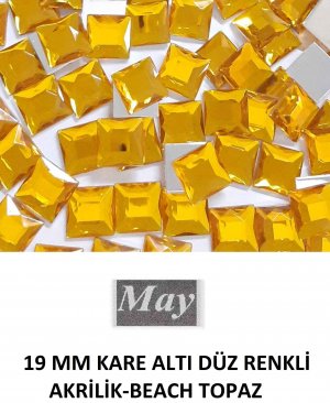 19 MM KARE ALTI DÜZ RENKLİ AKRİLİK-BEACH TOPAZ