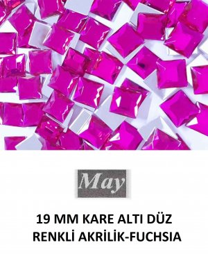 19 MM KARE ALTI DÜZ RENKLİ AKRİLİK-FUCHSIA