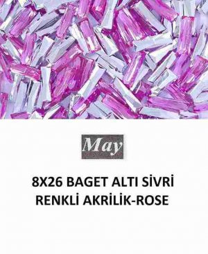 8X26 BAGET ALTI SİVRİ RENKLİ AKRİLİK-ROSE