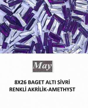 8X26 BAGET ALTI SİVRİ RENKLİ AKRİLİK-AMETHYST