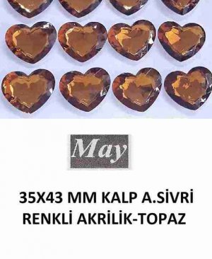 35X43 MM KALP ALTI SİVRİ RENKLİ AKRİLİK-TOPAZ