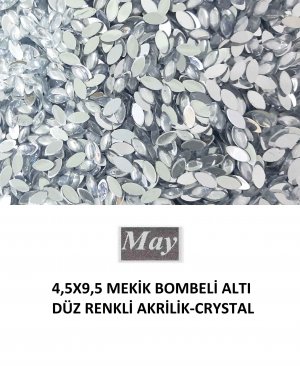 4,5X9,5 MEKİK BOMBELİ ALTI DÜZ RENKLİ AKRİLİK-CRYSTAL