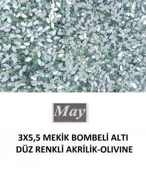 3X5,5 MEKİK BOMBELİ ALTI DÜZ RENKLİ AKRİLİK-OLIVINE