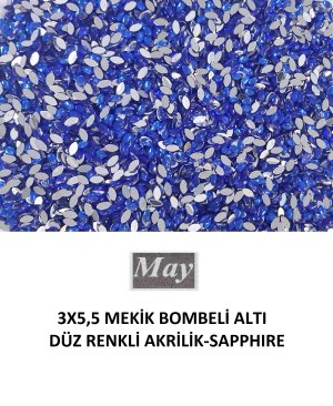 3X5,5 MEKİK BOMBELİ ALTI DÜZ RENKLİ AKRİLİK-SAPPHIRE