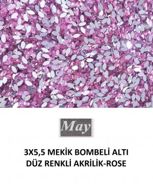 3X5,5 MEKİK BOMBELİ ALTI DÜZ RENKLİ AKRİLİK-ROSE
