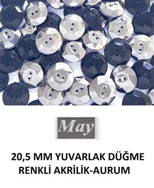 20,5 MM YUVARLAK DÜĞME RENKLİ AKRİLİK-AURUM