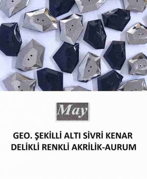 GEO. ŞEKİLLİ ALTI SİVRİ KENAR DELİKLİ RENKLİ AKRİLİK-AURUM