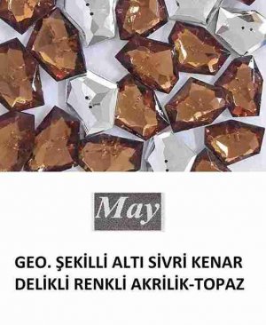 GEO. ŞEKİLLİ ALTI SİVRİ KENAR DELİKLİ RENKLİ AKRİLİK-TOPAZ
