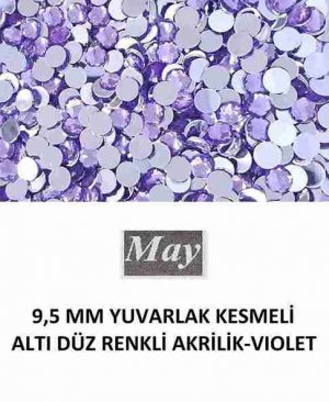 9,5 MM YUVARLAK KESMELİ ALTI DÜZ RENKLİ AKRİLİK-VIOLET