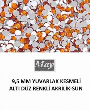 9,5 MM YUVARLAK KESMELİ ALTI DÜZ RENKLİ AKRİLİK-SUN