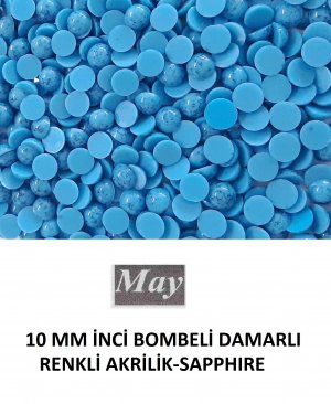 10 MM İNCİ BOMBELİ DAMARLI RENKLİ AKRİLİK-SAPPHIRE