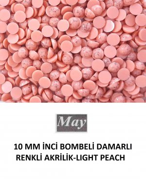 10 MM İNCİ BOMBELİ DAMARLI RENKLİ AKRİLİK-LIGHT PEACH