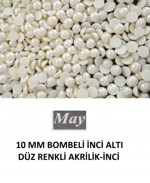 10 MM BOMBELİ İNCİ ALTI DÜZ RENKLİ AKRİLİK-İNCİ