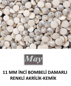 11 MM İNCİ BOMBELİ DAMARLI RENKLİ AKRİLİK-KEMİK