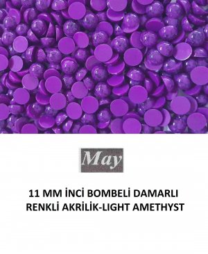 11 MM İNCİ BOMBELİ DAMARLI RENKLİ AKRİLİK-LIGHT AMETHYST