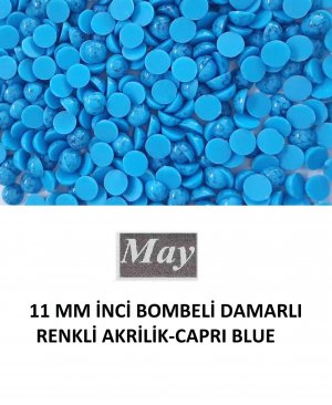 11 MM İNCİ BOMBELİ DAMARLI RENKLİ AKRİLİK-CAPRI BLUE