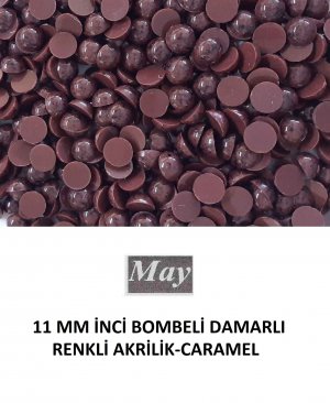 11 MM İNCİ BOMBELİ DAMARLI RENKLİ AKRİLİK-CARAMEL