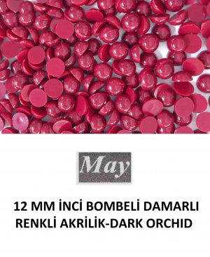 12 MM İNCİ BOMBELİ DAMARLI RENKLİ AKRİLİK-DARK ORCHID