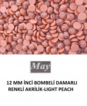 12 MM İNCİ BOMBELİ DAMARLI RENKLİ AKRİLİK-LIGHT PEACH