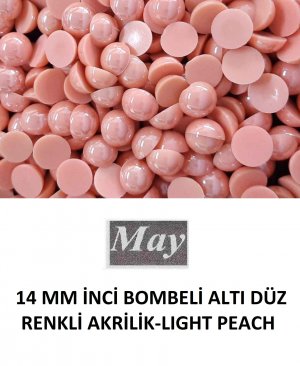 14 MM İNCİ BOMBELİ ALTI DÜZ RENKLİ AKRİLİK-LIGHT PEACH