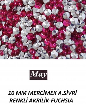 10 MM MERCİMEK ALTI SİVRİ RENKLİ AKRİLİK-FUCHSIA