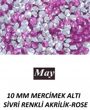 10 MM MERCİMEK ALTI SİVRİ RENKLİ AKRİLİK-ROSE