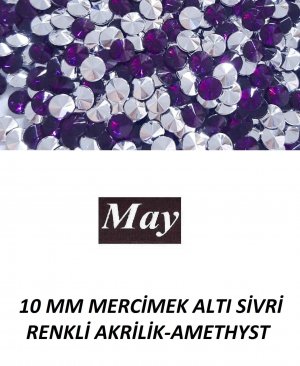 10 MM MERCİMEK ALTI SİVRİ RENKLİ AKRİLİK-AMETHYST