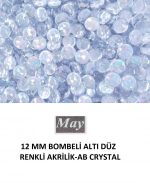 12 MM BOMBELİ ALTI DÜZ RENKLİ AKRİLİK-AB CRYSTAL