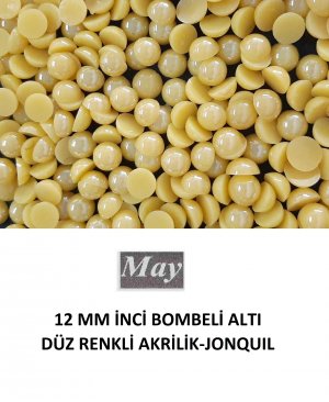 12 MM İNCİ BOMBELİ ALTI DÜZ RENKLİ AKRİLİK-JONQUIL