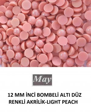 12 MM İNCİ BOMBELİ ALTI DÜZ RENKLİ AKRİLİK-LIGHT PEACH