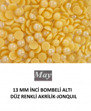 13 MM İNCİ BOMBELİ ALTI DÜZ RENKLİ AKRİLİK-JONQUIL
