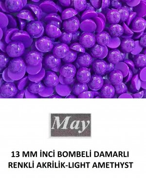 13 MM İNCİ BOMBELİ DAMARLI RENKLİ AKRİLİK-LIGHT AMETHYST