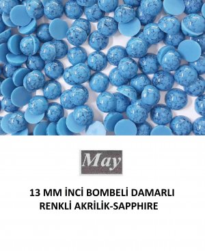 13 MM İNCİ BOMBELİ DAMARLI RENKLİ AKRİLİK-SAPPHIRE