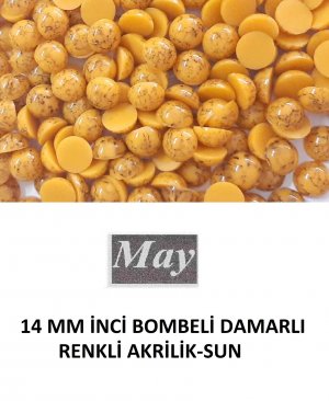 14 MM İNCİ BOMBELİ DAMARLI RENKLİ AKRİLİK-SUN