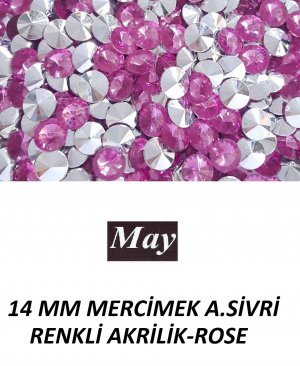 14 MM MERCİMEK ALTI SİVRİ RENKLİ AKRİLİK-ROSE