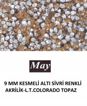 9 MM KESMELİ ALTI SİVRİ RENKLİ AKRİLİK-L.T.COLORADO TOPAZ