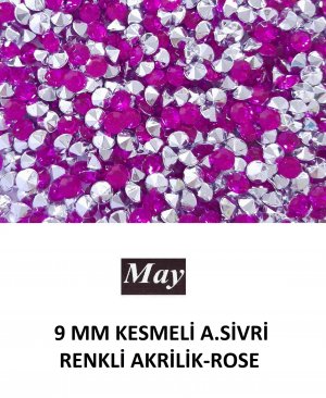 9 MM KESMELİ ALTI SİVRİ RENKLİ AKRİLİK-ROSE