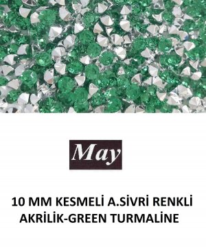 10 MM KESMELİ ALTI SİVRİ RENKLİ AKRİLİK-GREEN TURMALİNE