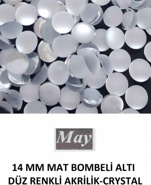 14 MM MAT BOMBELİ ALTI DÜZ RENKLİ AKRİLİK-CRYSTAL