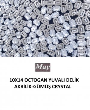 10X14 OCTOGAN YUVALI DELİK AKRİLİK-GÜMÜŞ CRYSTAL