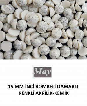 15 MM İNCİ BOMBELİ DAMARLI RENKLİ AKRİLİK-KEMİK
