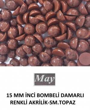 15 MM İNCİ BOMBELİ DAMARLI RENKLİ AKRİLİK-SM.TOPAZ