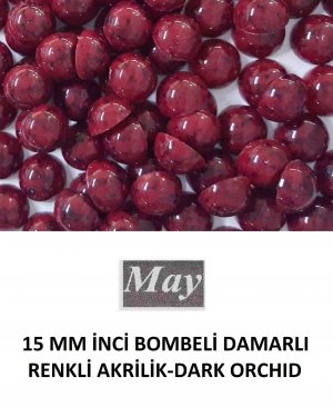15 MM İNCİ BOMBELİ DAMARLI RENKLİ AKRİLİK-DARK ORCHID