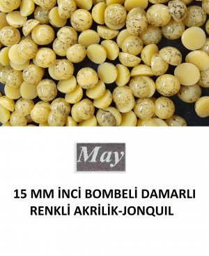 15 MM İNCİ BOMBELİ DAMARLI RENKLİ AKRİLİK-JONQUIL