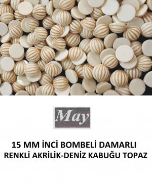 15 MM İNCİ BOMBELİ DAMARLI RENKLİ AKRİLİK-DENİZ KABUĞU TOPAZ