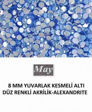 8 MM YUVARLAK KESMELİ ALTI DÜZ RENKLİ AKRİLİK-ALEXANDRITE