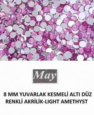 8 MM YUVARLAK KESMELİ ALTI DÜZ RENKLİ AKRİLİK-LIGHT AMETHYST