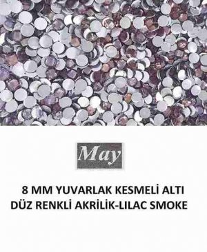 8 MM YUVARLAK KESMELİ ALTI DÜZ RENKLİ AKRİLİK-LILAC SMOKE